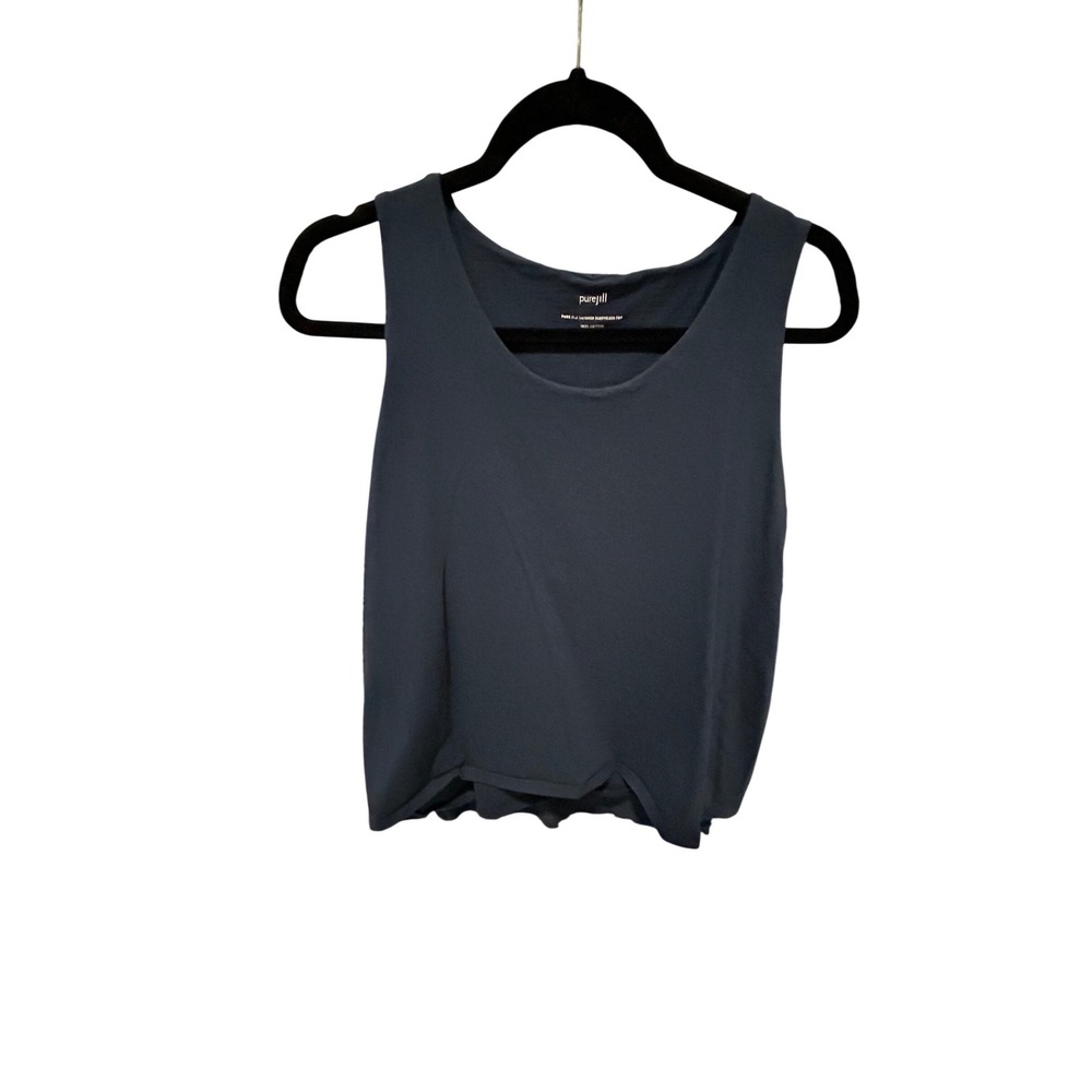 Pure Jill J. Jill Navy Blue Layered Sleeveless‎ Top Cotton Tank Scoop Neck Small